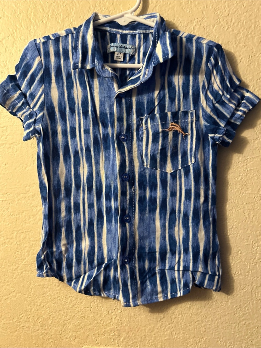 Boys Size 2T Tommy Bahama Kids Top Blue Collard Button Top